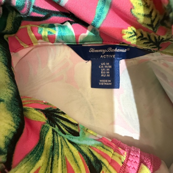 NWOT Tommy Bahama Active Golf Pink/Green Tropical Half Zip Long Sleeve Top Med - Picture 6 of 10